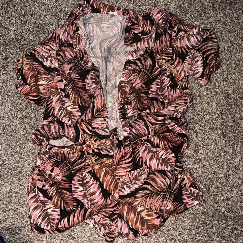 Tropical Leaf Print Romper